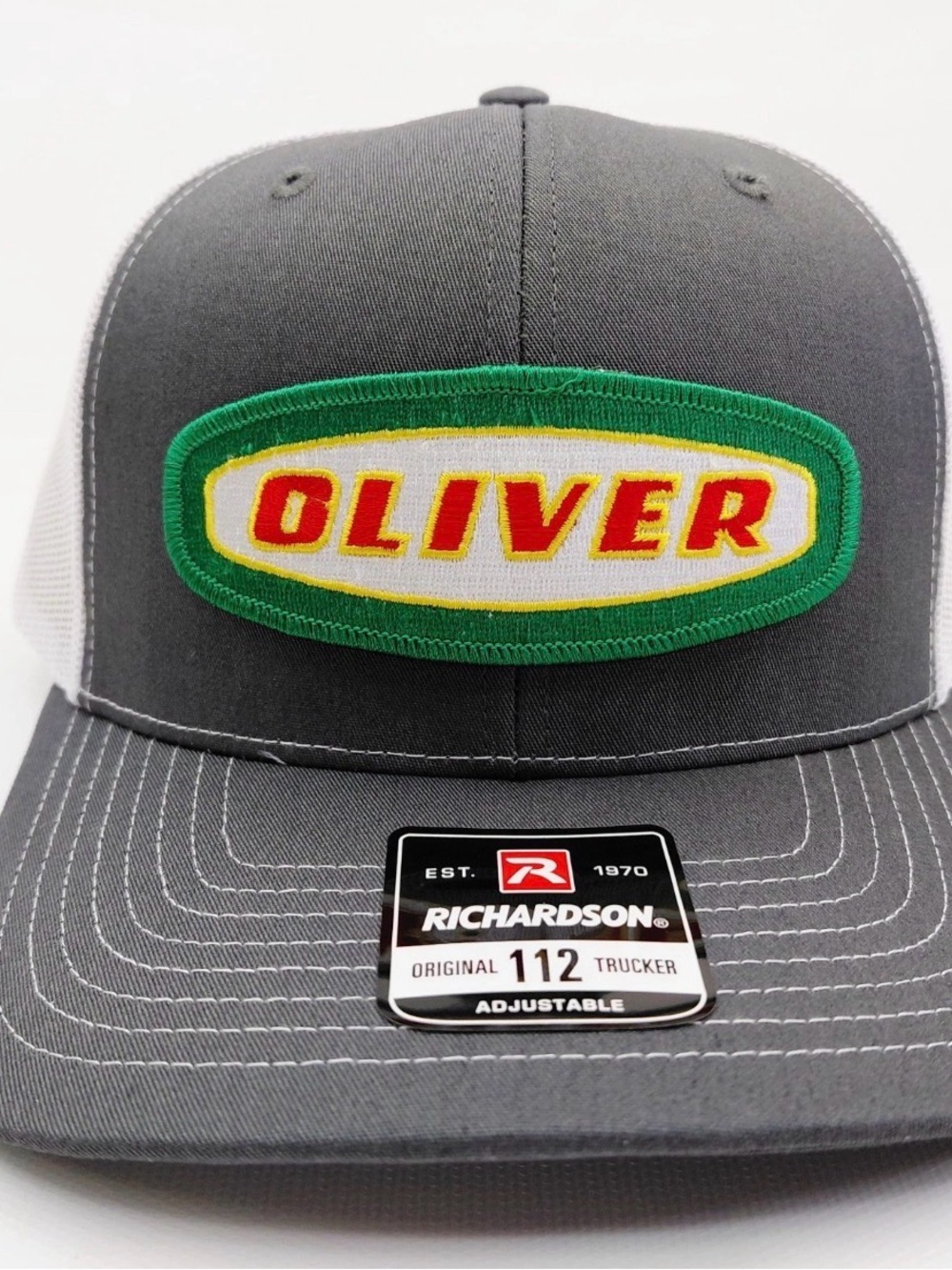 Oliver Tractors Hat Embroidered Patch Cap Mesh Snapback Richardson 112 Gray